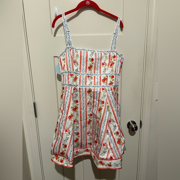 Hill House The Margot Mini Dress Large Color: Pomegranate Stripe NWT - Picture 4 of 7